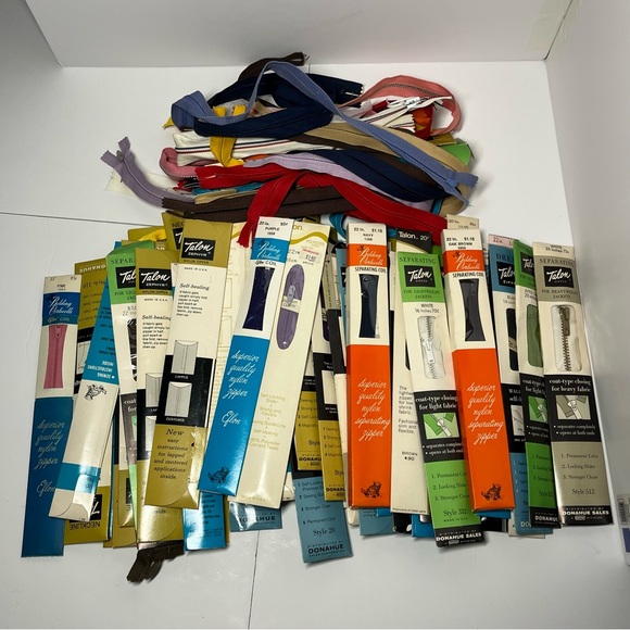 Vintage Zippers Mixed Colors Sizes Talon Belding Sewing Craft Bundle Lot of 83
